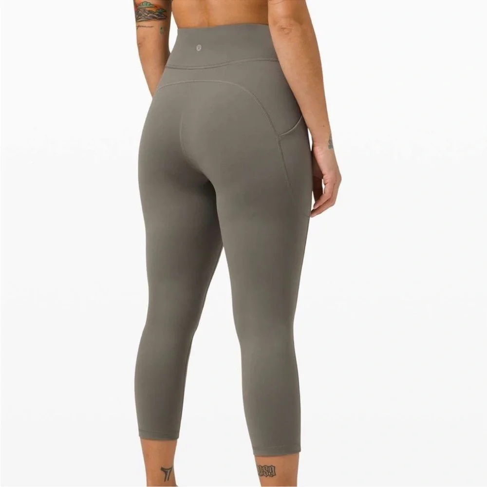 Lululemon Invigorate High Rise Crop 23” Leggings in Grey Sage Size 12